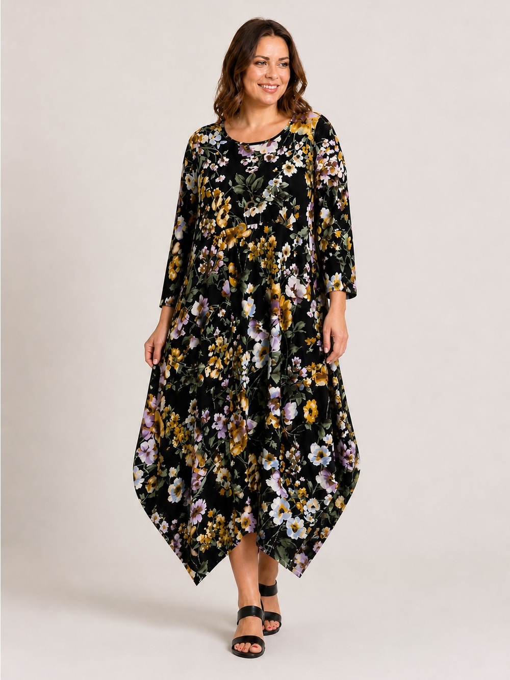 Zadie B’S Floral Bubble Hem Lagenlook Dress 2X Modest Casual Comfy